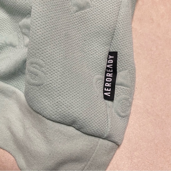 Adidas Sweater Women’s Size Large Green AEROREADY Jacquard Logo Zip Sweatshirt - Picture 12 of 16